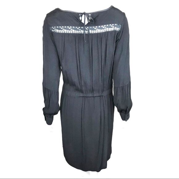 NEW Boutique‎ Black Cut Out Faux Suede Long Sleeve Mini Boho Dress - Picture 2 of 13